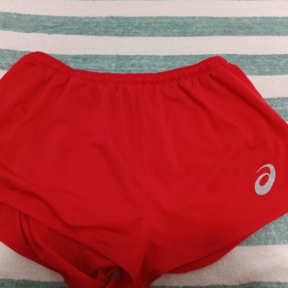 (*) NEW LOGO ASICS SHORTS, RED ASIAN SIZE "XL" (33 - 35"") - (Pre-Owned) - Picture 1 of 7